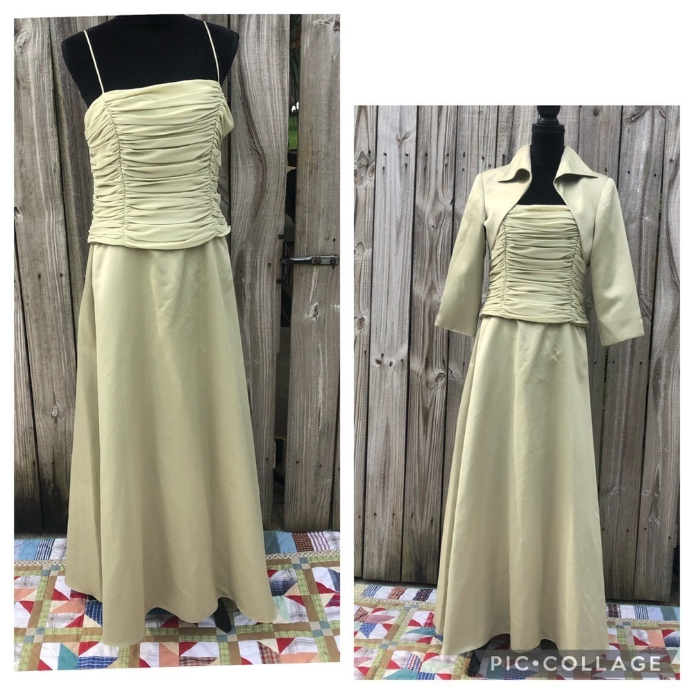 2 Piece Set Chadwick’s Sage Green Full Length Mother of the Bride Gown & Jacket